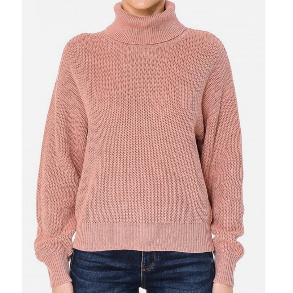 Ambiance apparel Pink Mock Ribbed Oversized Sweater Women's Size L